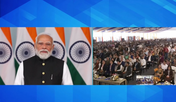PM Modi lays foundation stone of a semiconductor manufacturing unit in Uttar Pradesh