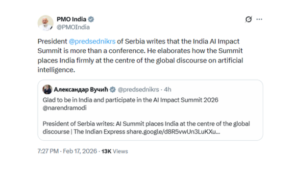 PM Modi shares article by President of Serbia on India AI Impact Summit