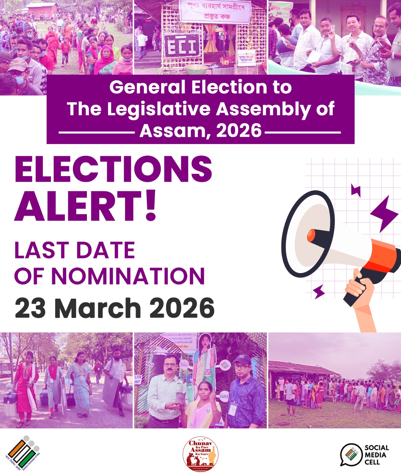 Filing of nominations for Assembly Elections in Assam, Keralam & Puducherry to end today