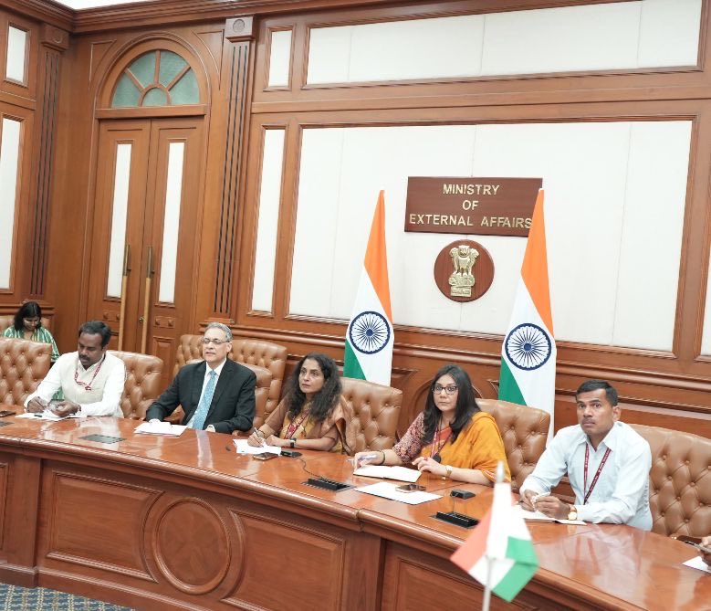 MEA Secretary Sripriya Ranganathan Holds Virtual Meeting On Safety Of Indians In West Asia