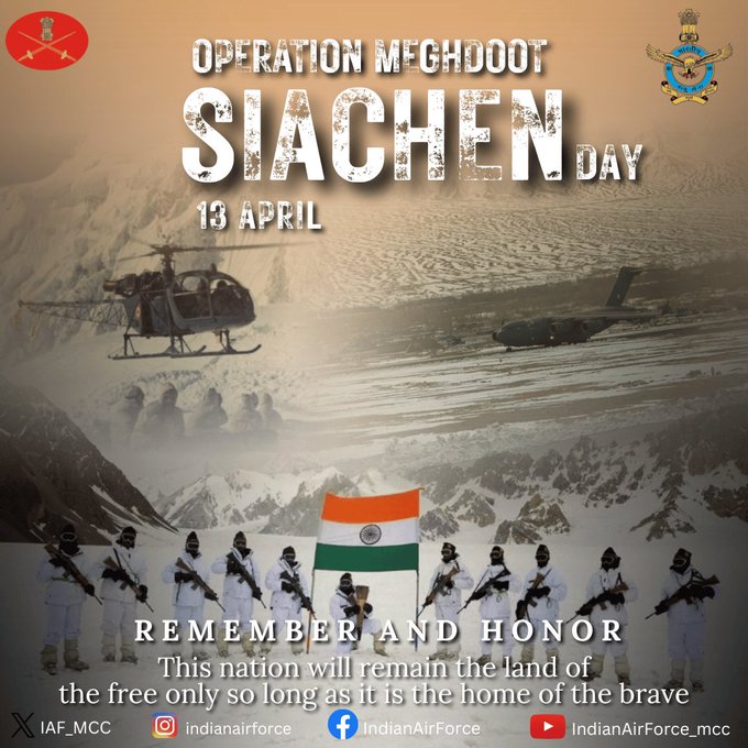 सियाचिन दिवस पर सेना और वायुसेना ने शहीदों को श्रद्धांजलि दी