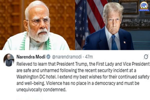 PM Modi expresses relief at safe evacuation of US President Trump after shooting incident at Washington hotel