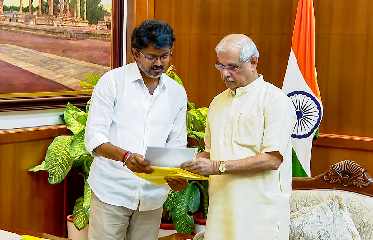 Vijay stakes claim to form govt in Tamil Nadu with support of Congress, VCK, IUML, Left parties
