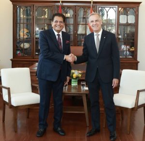 Union Minister Piyush Goyal calls on Canadian PM Mark Carney in Ottawa