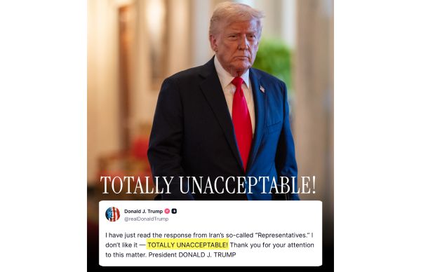 US President Donald Trump rejects Iranian response to US peace proposal as totally unacceptable