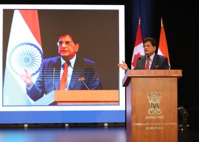 Commerce Minister Piyush Goyal interacts with Indian diaspora at community reception in Toronto
