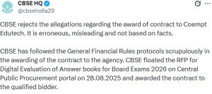 CBSE rejects allegations on award of exam evaluation contract to Coempt Eduteck