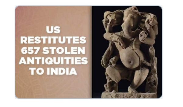 US returns 657 antiquities collectively valued at nearly 14 million dollars to India
