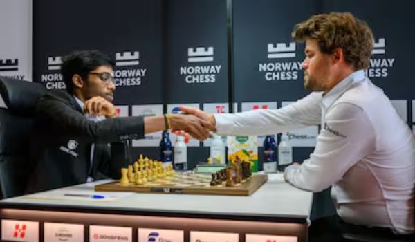 R Praggnanandhaa defeats Magnus Carlsen in round three of Norway Chess