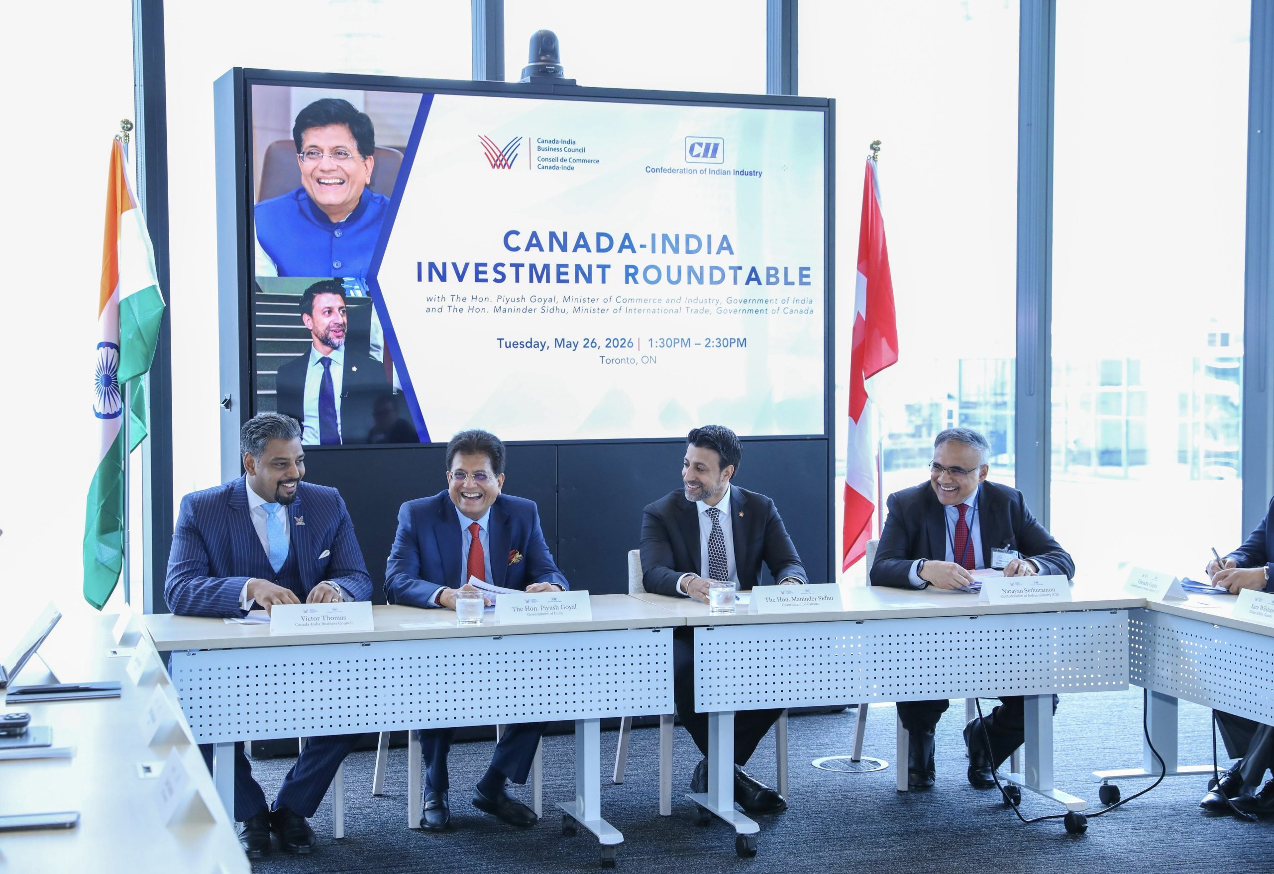 Commerce Minister Piyush Goyal co-chairs Canada-India Investment Roundtable with Maninder Sidhu
