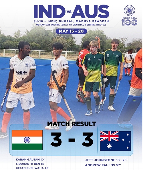 India U-18 Men end series with 3-3 draw against Australia