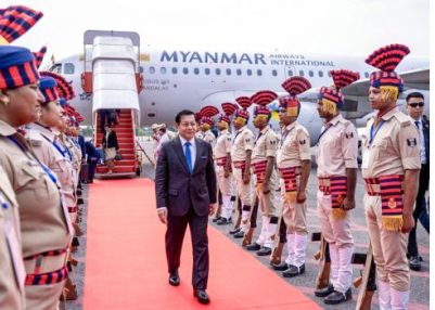 Myanmar President begins his five- day India visit with payers at Mahabodhi Temple in Bodh Gaya, Bihar