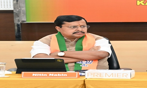 BJP National President Nitin Nabin discusses Karnataka poll strategy during maiden state visit