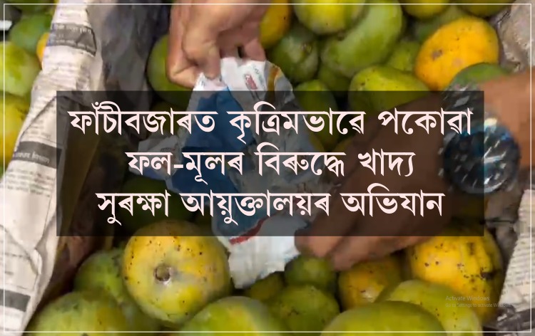 ফাঁচীবজাৰত কৃত্ৰিমভাৱে পকোৱা ফল-মূলৰ বিৰুদ্ধে খাদ্য সুৰক্ষা আয়ুক্তালয়ৰ অভিযান