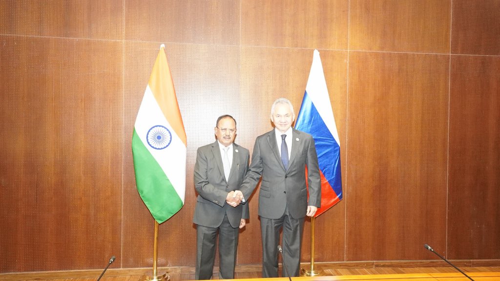 NSA Ajit Doval and his Russian counterpart, Sergei Shoigu, discuss ongoing cooperation under BRICS framework