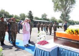 J&K LG Manoj Sinha pays tribute to Lt Beereshwar Goswami martyred in Rajouri anti-terror operation