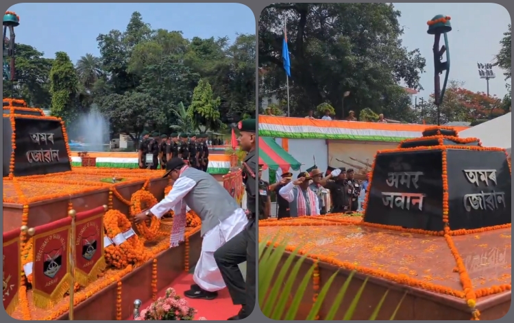 ৰাজ্যপাল লক্ষ্মণ প্রসাদ আচাৰ্যই দীঘলীপুখুৰীৰ যুদ্ধ স্মাৰক ক্ষেত্ৰত দেশৰ হকে প্ৰাণ আহুতি দিয়া বীৰ ছহিদসকলৰ প্ৰতি শ্ৰদ্ধাঞ্জলি জ্ঞাপন কৰে