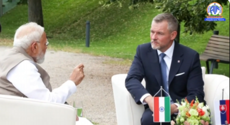 PM Narendra Modi warmly received by Slovakian President Peter Pellegrini at Presidential Palace in Bratislava
