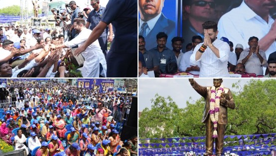 आंध्र प्रदेश: केंद्रीय मंत्री चिराग पासवान ने डॉ. बी.आर. आम्‍बेडकर की कांस्य प्रतिमा का किया अनावरण