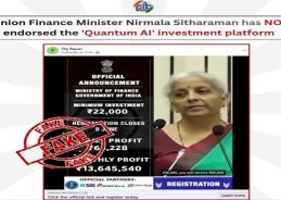 Government Refutes False Claim of FM Sitharaman Endorsing Investment Platform