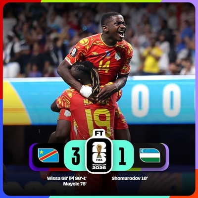FIFA World Cup: DR Congo defeats Uzbekistan 3-1 in Grpup K clash 