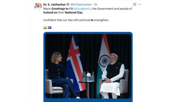 EAM S. Jaishankar extends greetings to Iceland on National Day