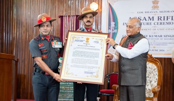 Mizoram Governor General Vijay Kumar Singh honours 20th Battalion Assam Rifles