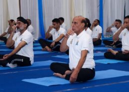 Defence Minister Singh joins International Yoga Day celebrations at Eastern Air Command Headquarters