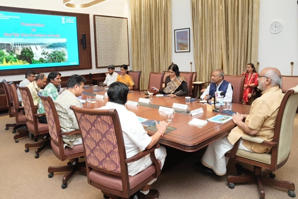 Vice President C.P. Radhakrishnan reviews Jal Shakti initiatives on water conservation