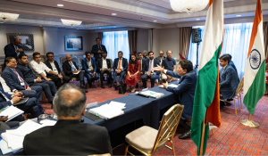 Union Minister Piyush Goyal interacts with Indian business delegation in Brussels