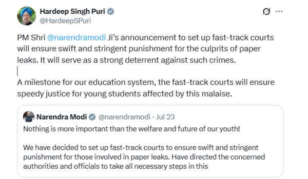 Fast-track courts a milestone for education system: Union Minister Hardeep Singh Puri