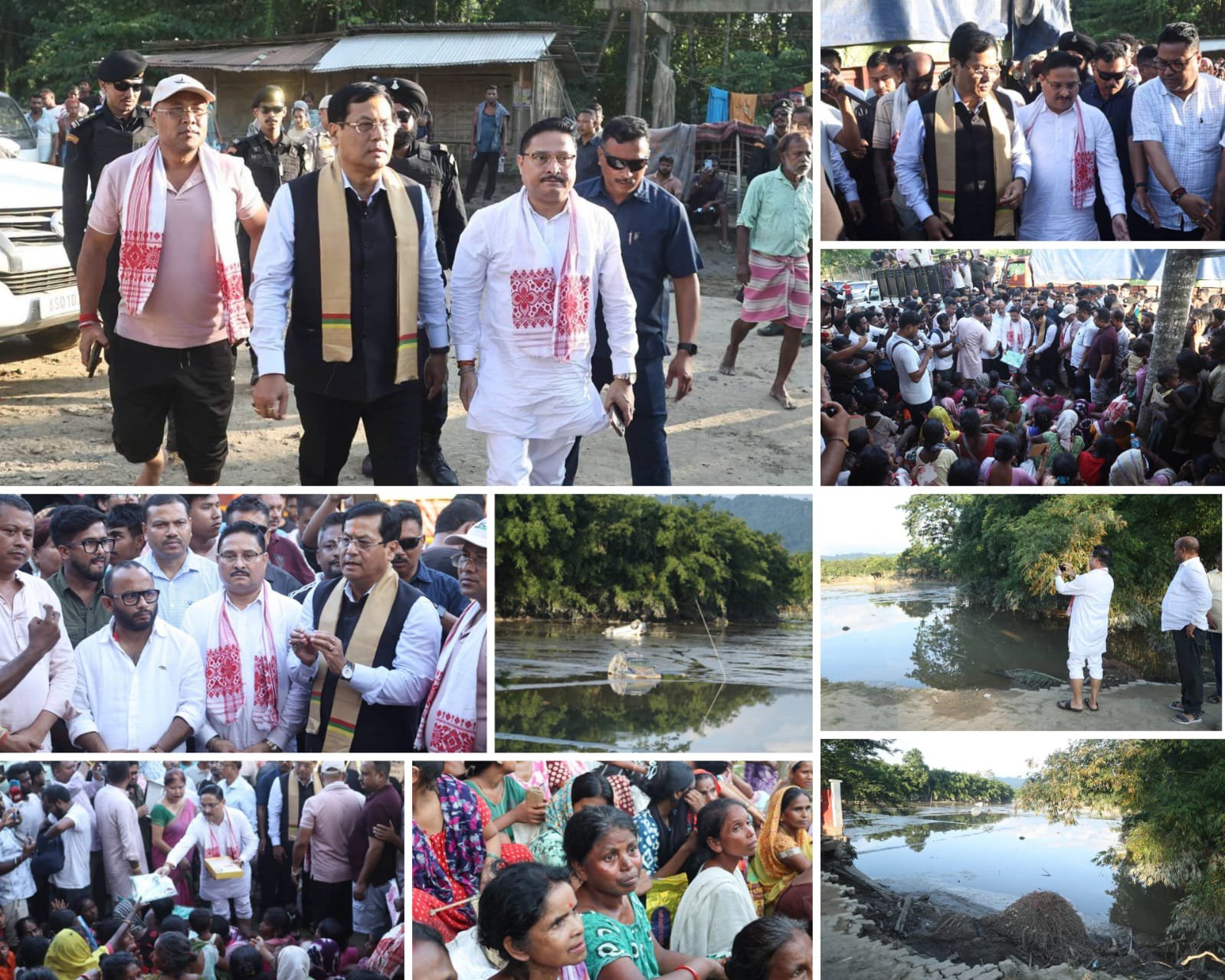 শিৱসাগৰ জিলাৰ বানাক্ৰান্ত অঞ্চল পৰিদৰ্শন কেন্দ্রীয় মন্ত্রী সর্বানন্দ সোনোৱাল আৰু বিজেপিৰ ৰাজ্যিক সভাপতি দিলীপ শ‍ইকীয়াৰ