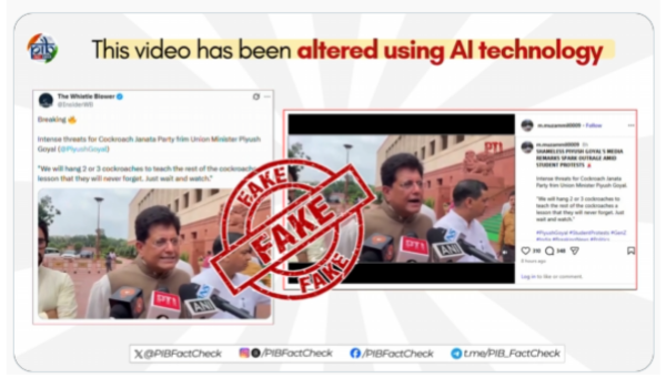 Government debunks fake AI-generated video falsely attributed to Union Minister Piyush Goyal