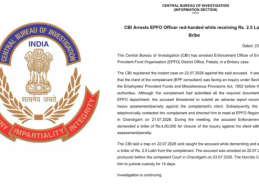 CBI arrests EPFO enforcement officer in bribery case