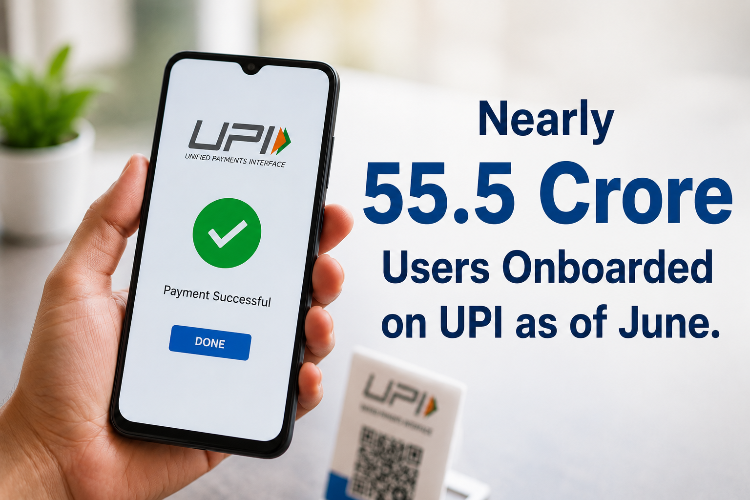 Nearly 55.5 Crore Users Onboarded on UPI as of June