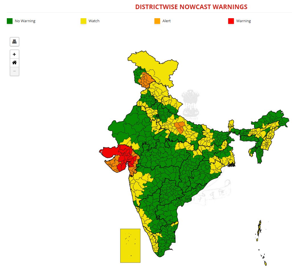 मौसम विभाग ने आज पूर्वी राजस्थान, गुजरात और मध्य महाराष्ट्र में अत्यधिक बारिश का रेड अलर्ट जारी किया