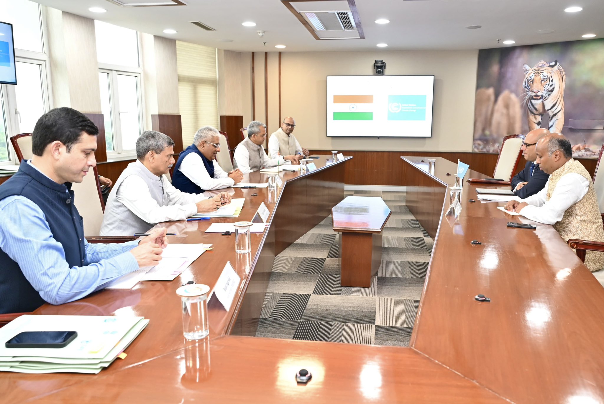 Union Minister Bhupender Yadav meets UNFCCC Executive Secretary Simon Stiell in New Delhi