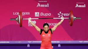 भारत की भारोत्तोलन क्वीन मीराबाई चानू ने ग्लासगो में आयोजित 2026 राष्ट्रमंडल खेलों में देश के लिए पहला स्वर्ण पदक जीता
