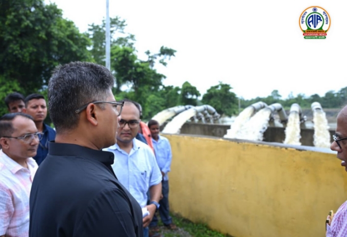 কৃষি মন্ত্ৰী পীযূষ হাজৰিকাৰ বাঘজাপ গাঁও পঞ্চায়তৰ হাতীয়ামুখ জলসিঞ্চন প্রকল্প পৰিদৰ্শন