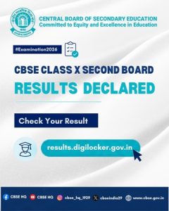 CBSE declares results of Class 10 Second Board Examination 2026