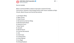 दिल्ली के 16 मेट्रो स्टेशन अगले आदेश तक बंद किए गए