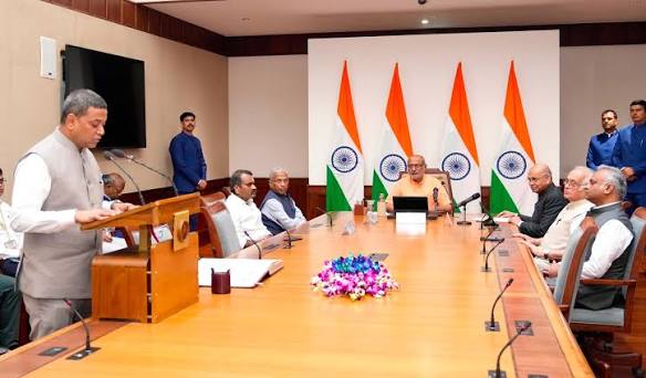 Vice President C P Radhakrishnan administers oath to two newly elected Rajya Sabha members