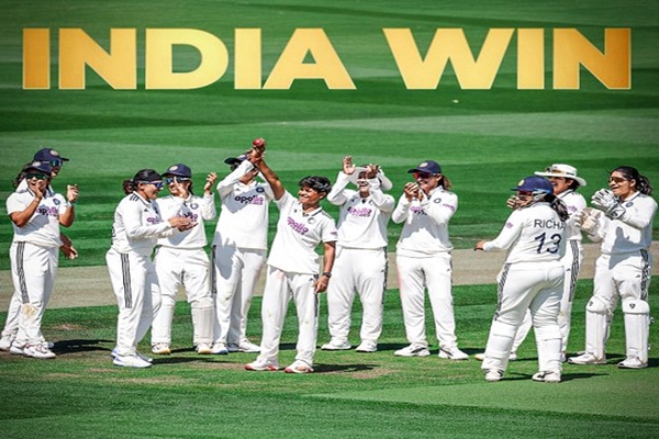 India crush England by 270 runs to win historic first women’s test at Lord’s