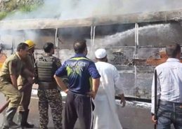 Amarnath yatra bus catches fire on J-K highway in Ramban; no injuries