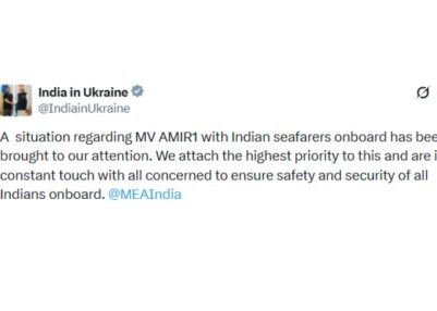 Indian Embassy in Kyiv prioritises safety of seafarers onboard MV AMIR1