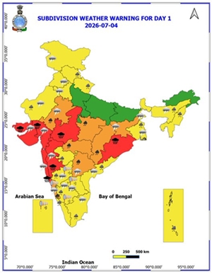 IMD says southwest monsoon to further advance into parts of Gujarat, Haryana, Punjab & Rajasthan during next 4 days