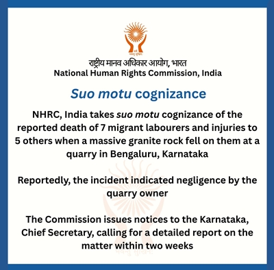 NHRC seeks report from Karnataka over Bengaluru quarry tragedy