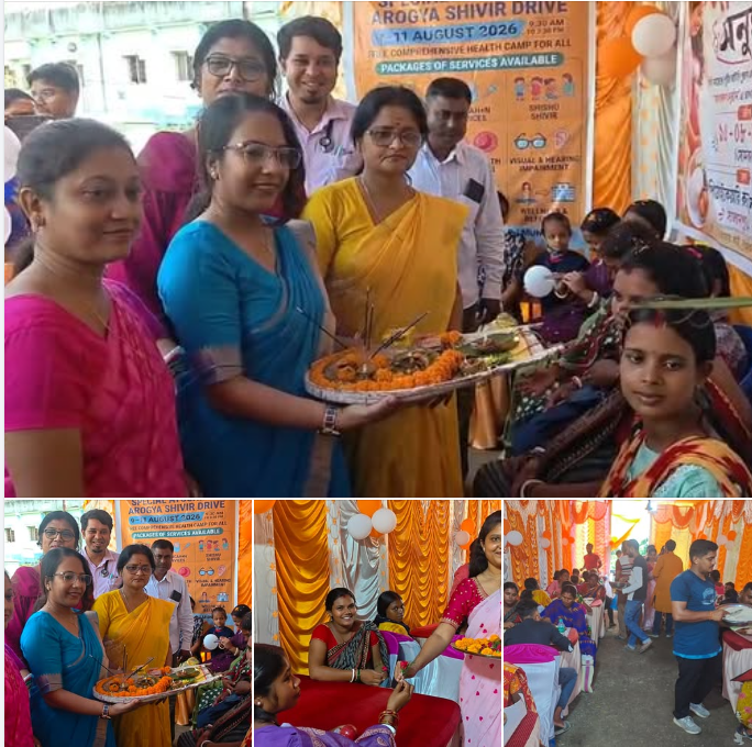 পশ্চিম বর্ধমানের আসানসোলে সালানপুর ব্লকের পিঠাকিয়ারি গ্রামীণ হাসপাতালে চিকিৎসা করাতে আসা গর্ভবতী মায়ের ঐতিহ্যবাহী ‘সাধভক্ষণ’ অনুষ্ঠান ।