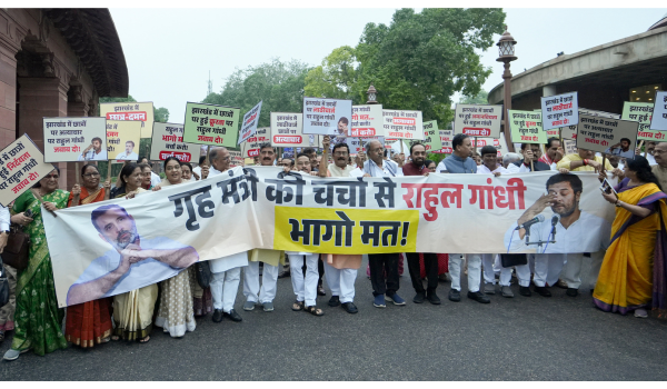 NDA MPs hold march in Parliament over alleged police action against Jharkhand students