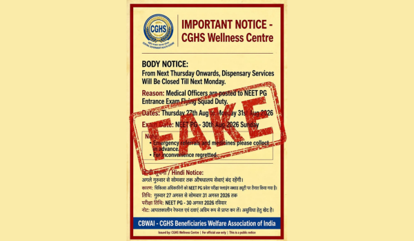 Health Ministry debunks fake notice on closure of CGHS Wellness Centres